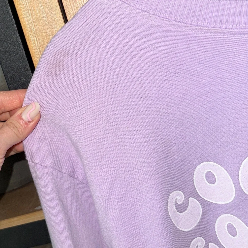 Cool Mom pullover sweatshirt lavender crewneck wavy smiley face karrie locher - Picture 5 of 5